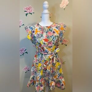 Melloday Floral Garden Party Ruffle Mini Dress – Size Large